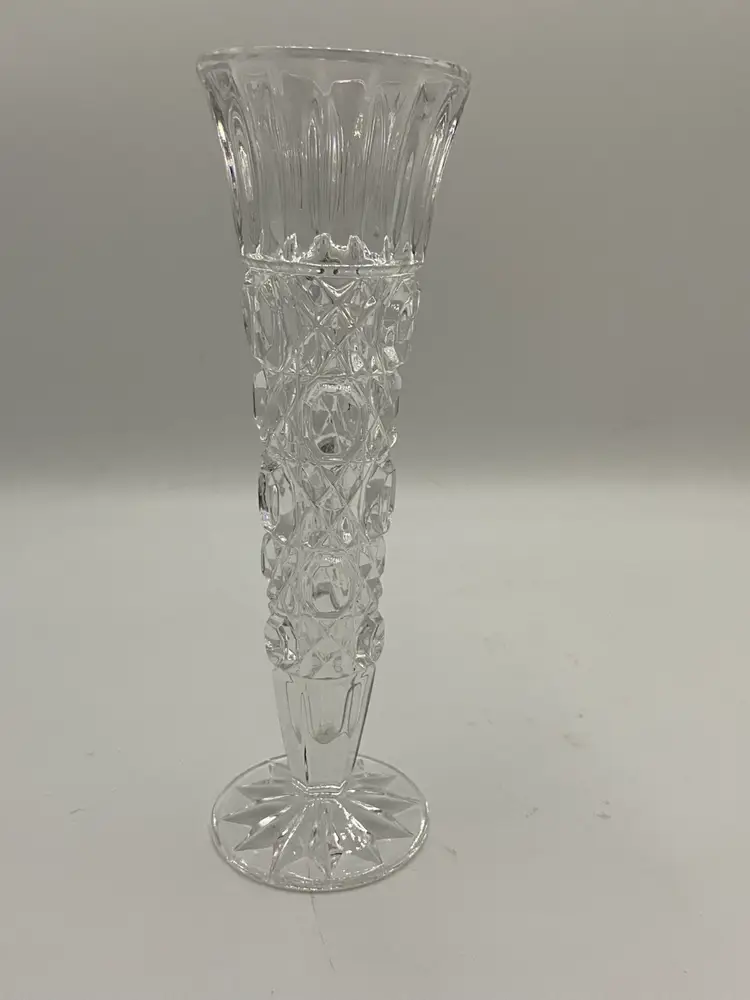 Crystal 8” Vase Star Footed Base, Buttons & Cane