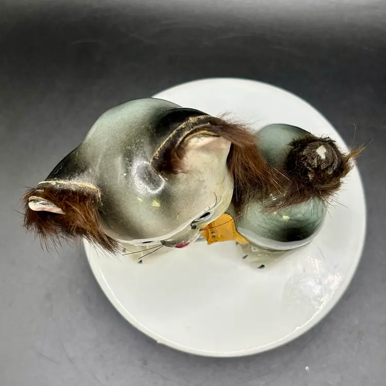 Vintage Kitschy Japan Cat Kitten With Hair & Bow 3”