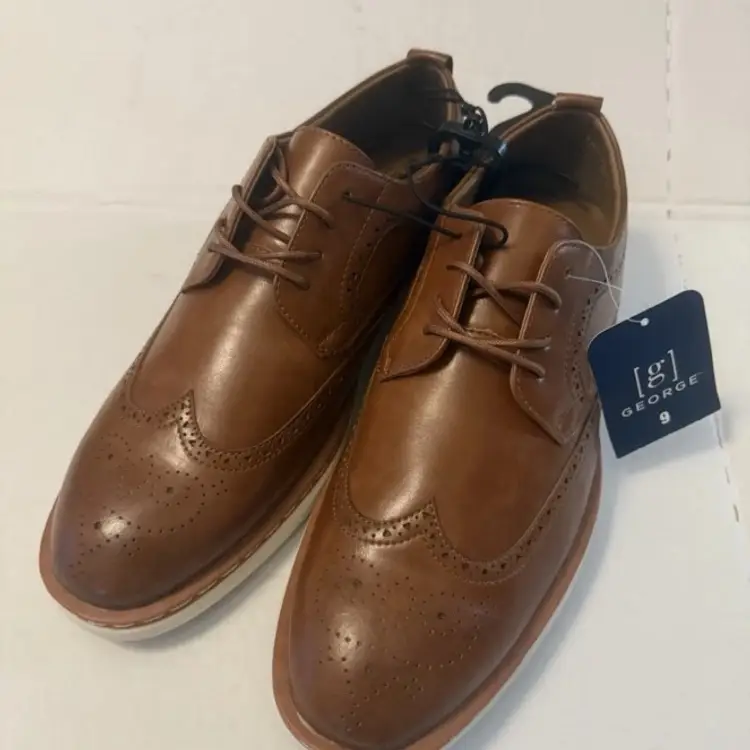 George Men's Branford Casual Dress Oxfords Brown Size 9 NWT Nice Shoes
