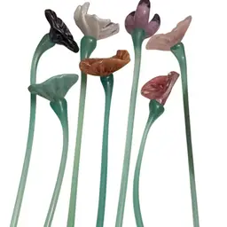 Choice- Assorted Hand Blown Glass Flowers 14” And 12” Lengths