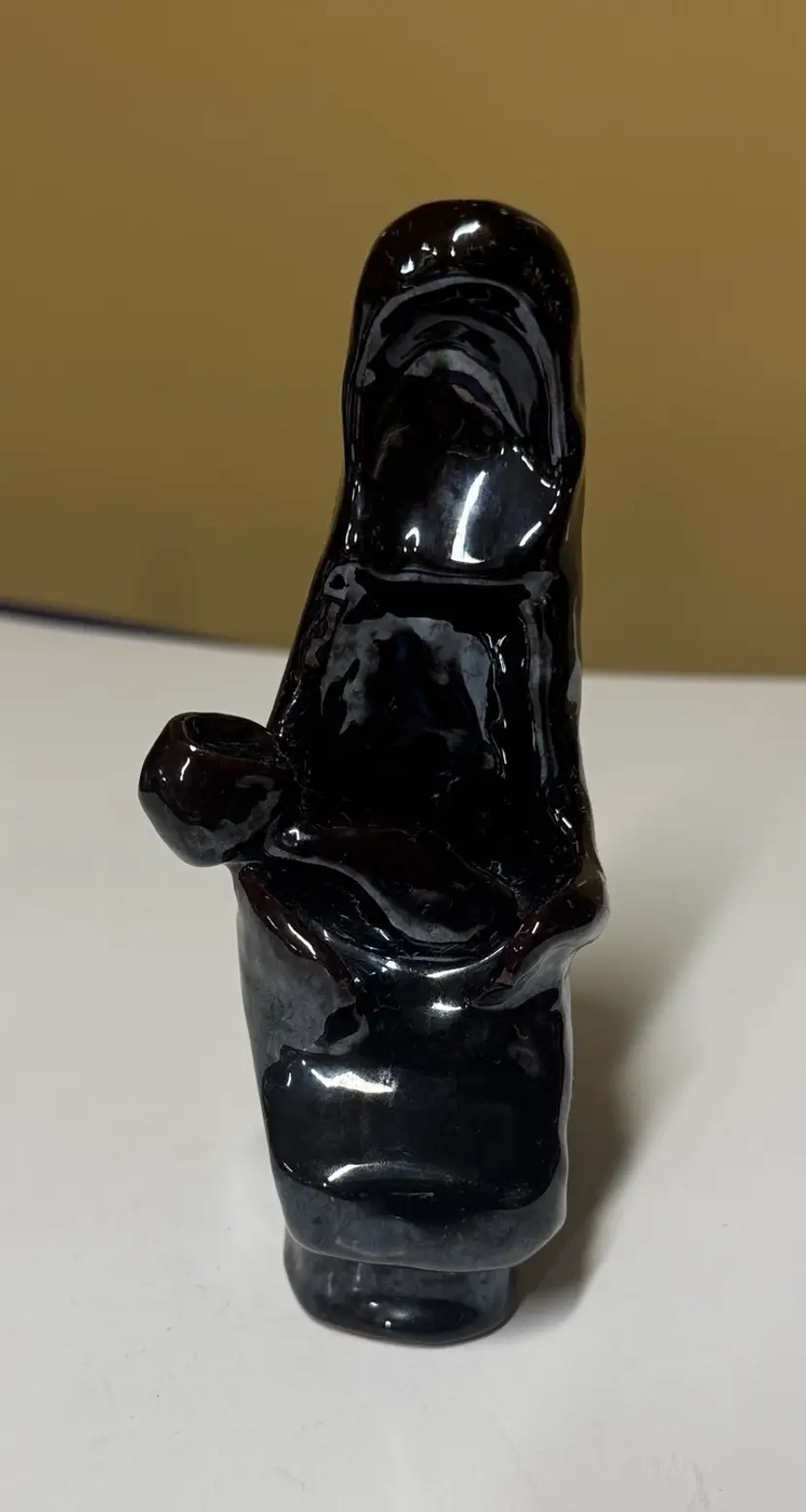 Redware Pottery Mother And Child Sculpture Dark Brown Glaze 6” tall