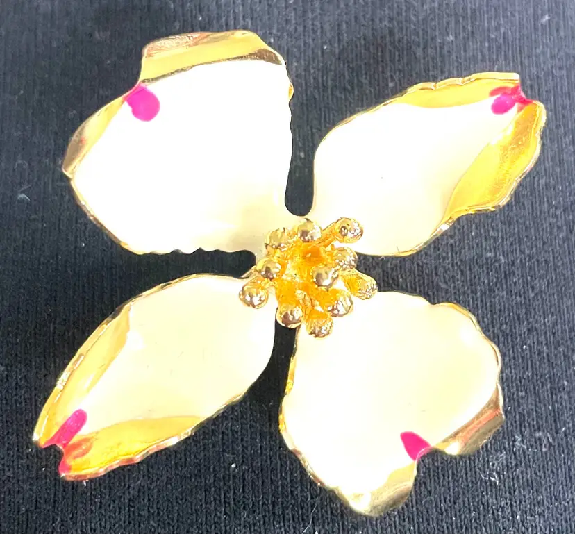 Cerritos Dogwood Brooch Vintage 1985 1 3/4”