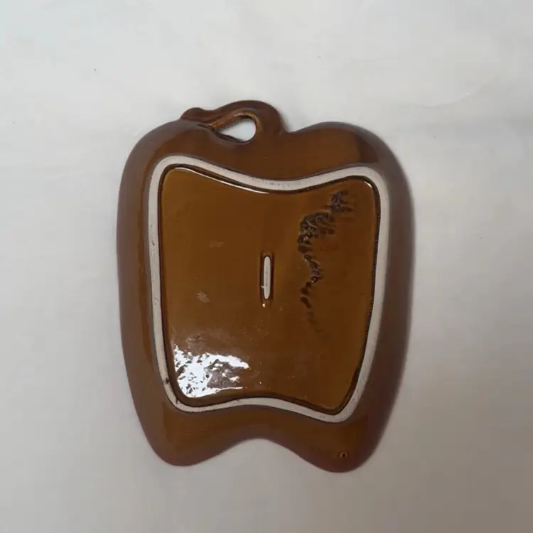 Vintage Ceramic Apple Dish Farmhouse, 3-D Applied Leaves, Studio Art Pottery