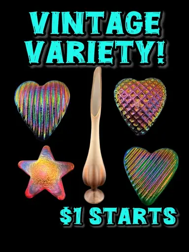 $1 Starts!  Paperweights, Pottery, Glass & More!