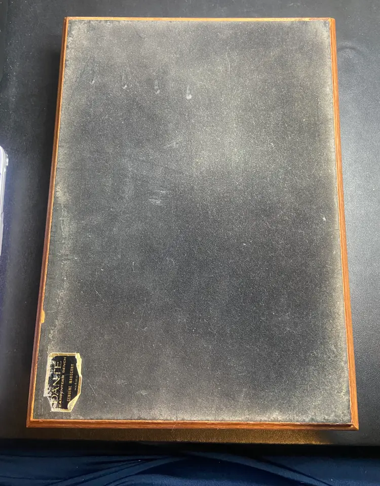 1960's Dante Incolay Stone & Mahogany Clipper Ship Jewelry Box, 9" x 12.5"