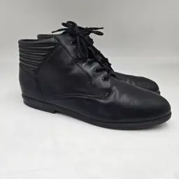 Vtg 90s Laura Scott Ankle Boots Black Leather Sz 9.5 M Lace Up Granny Whimsigoth