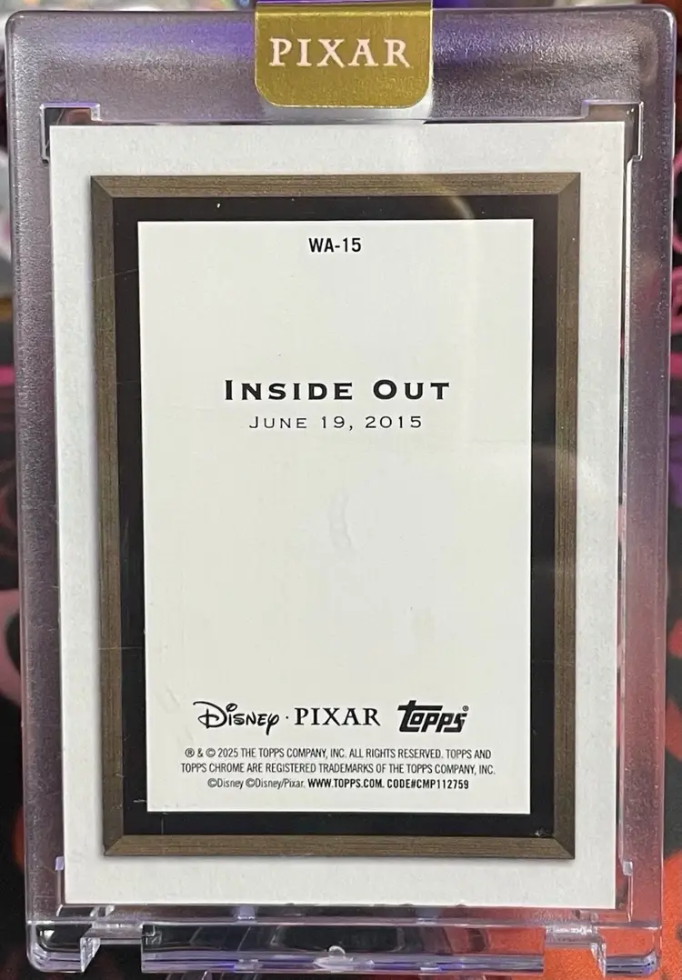 2025 Topps Pixar Gold INSIDE OUT Wall Art Encased Purple #3/15
