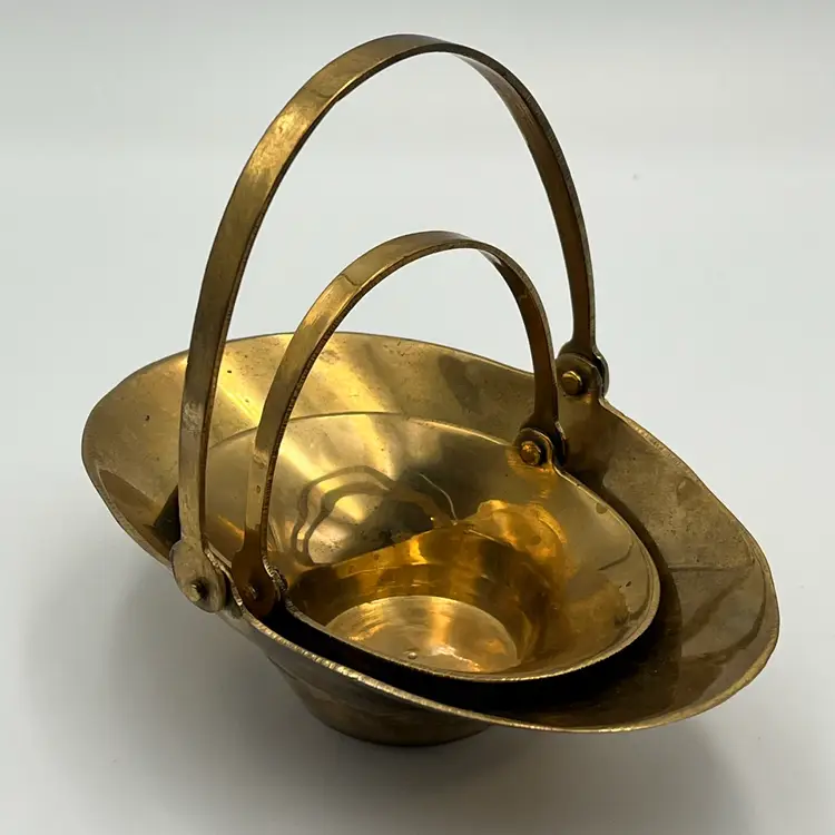 (2) Vintage Brass Nesting Baskets