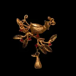 Tanner Signed Partridge in a pear tree brooch