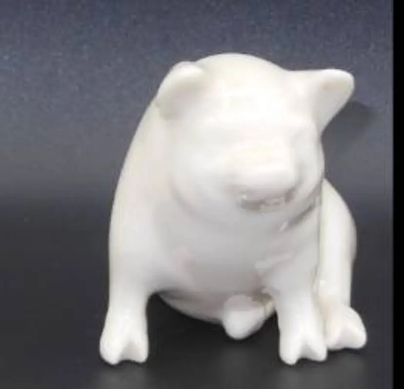 Belleek Small Sitting Pig, Fine White Porcelain, Figurine