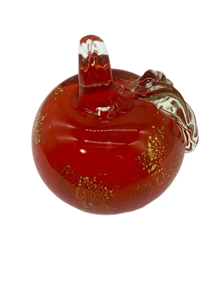 #19 GG. Beautiful Large Orange With Gold Flex Apple/ Orange Fruit Paperweight