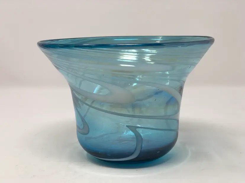 Opalescent Swirl Turquoise Glass Bowl