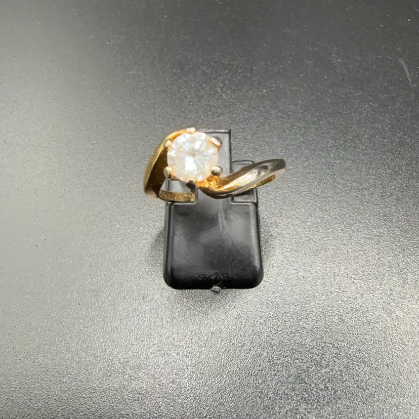 Rhinestone Ring Gold Tone Band *not Glass