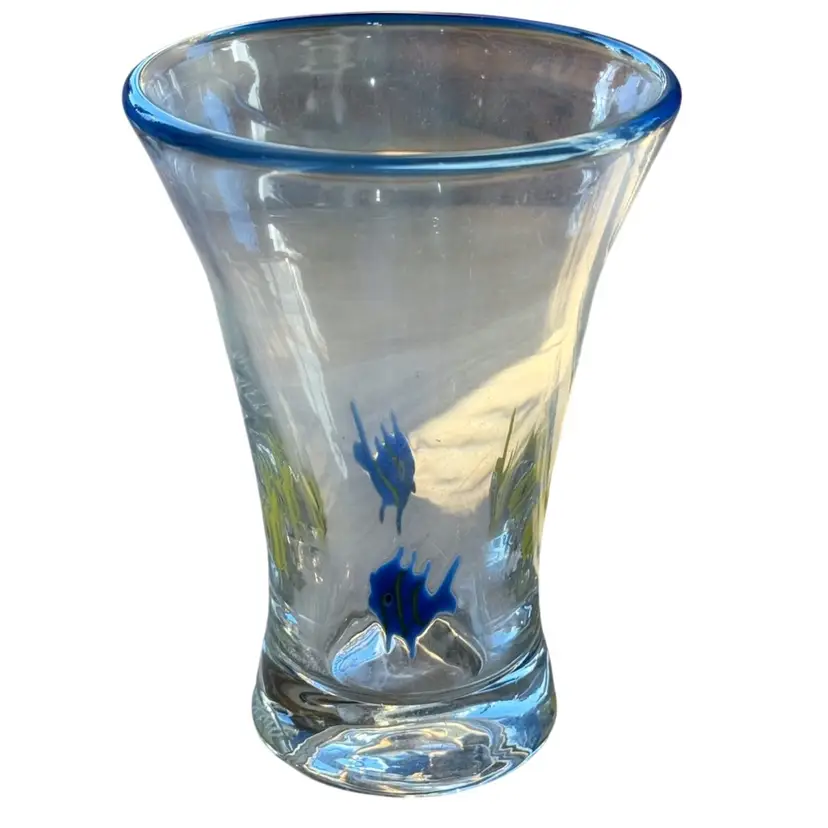 Annieglass Santa Cruz Fused fish glass Vase