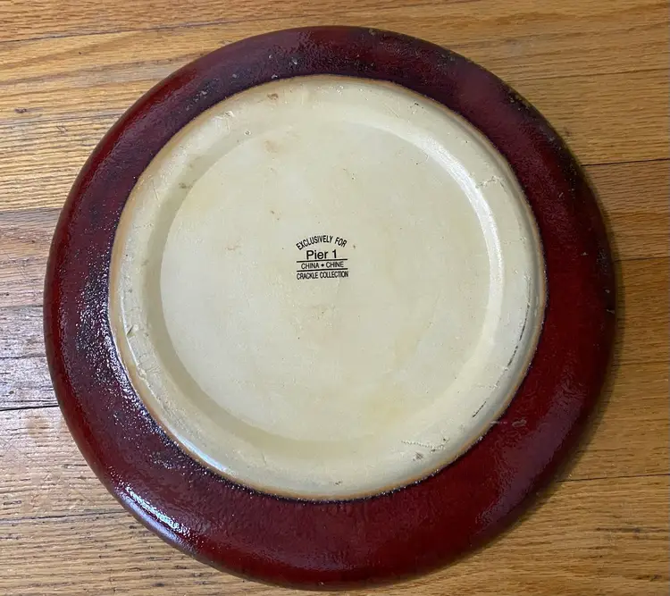 Pier 1 "Crackle Collection" Large Chop Plate 12” Ceramic Stoneware Rust Brown