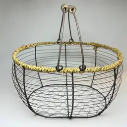 Farmhouse Chicken Wire Egg Basket Gathering with Handles Cottagecore Country Big