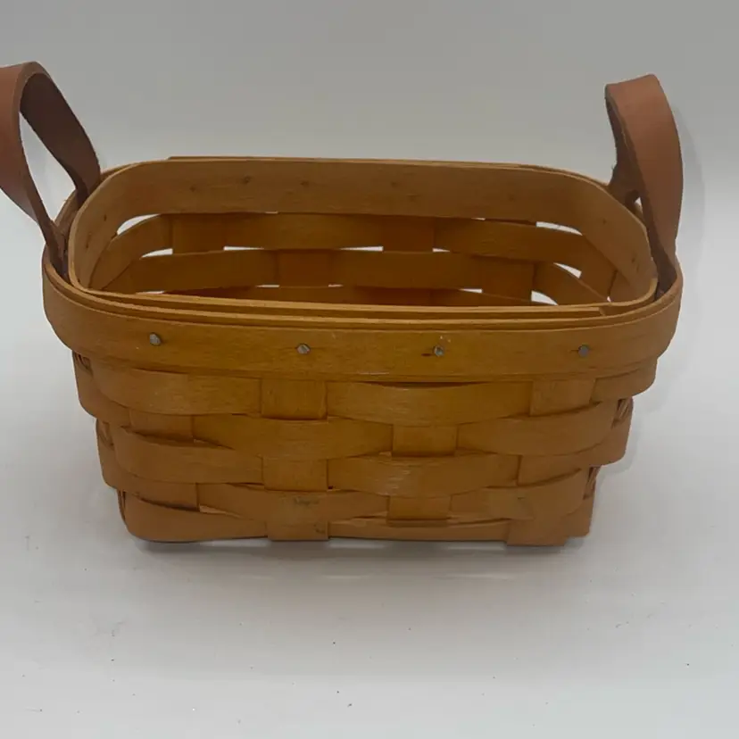 Longaberger 7” X 3.5” Basket With Leather Handles