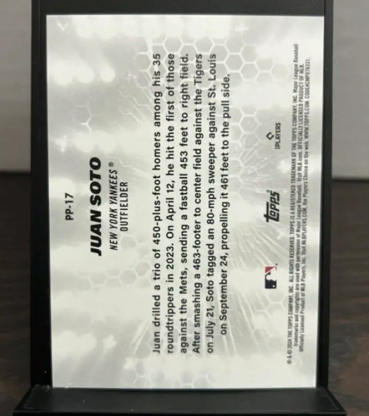 2023 Topps Platinum Performers Juan Soto Case Hit #PP-17 Yankees