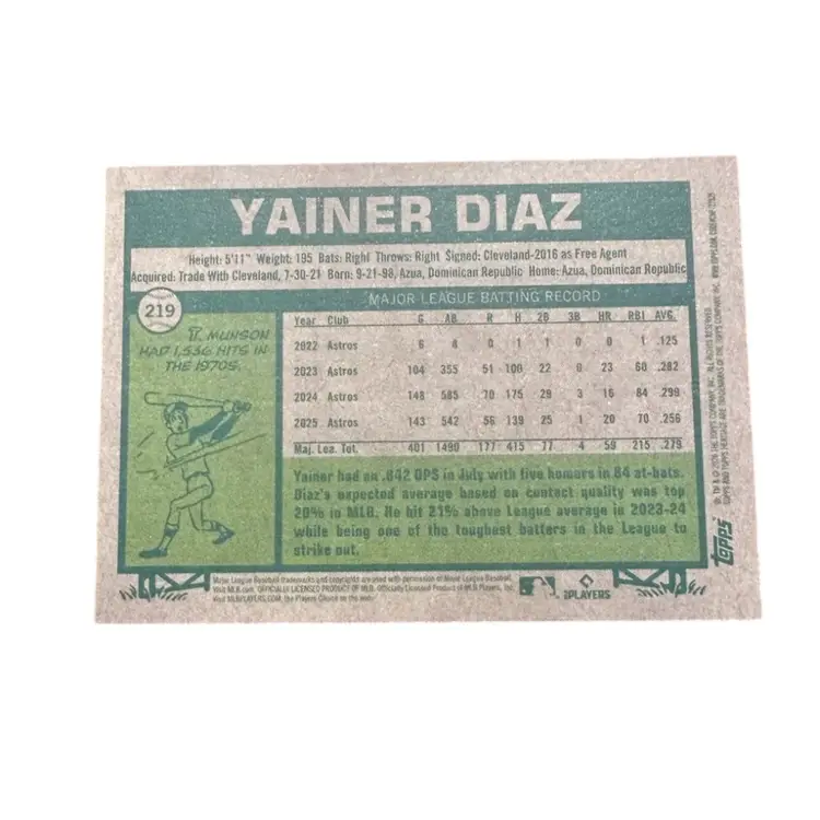 Yainer Diaz 2026 Topps Heritage Aqua SP