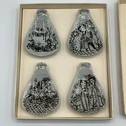 50% off was $36 Bjørn Wiinblad The Seasons In Denmark Gray Spoon Rests NIB Nymoll Art Faience Denmark