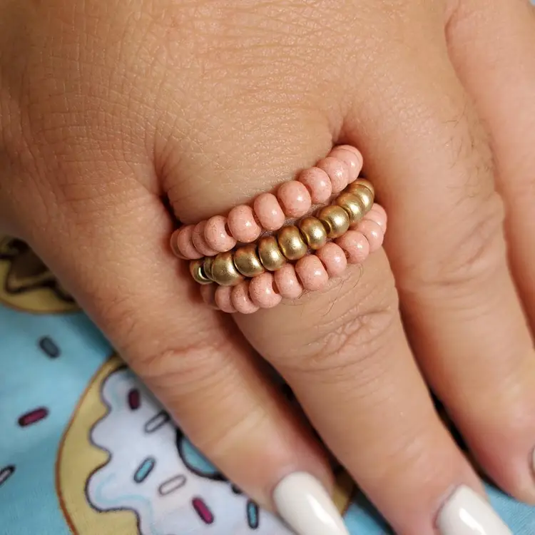 Seed Bead Flexible Ring Set - Rose Tea Cake
