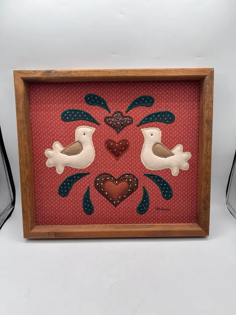 Vintage Valorie Folk Art Quilted Fabric Framed Wall Art - Embroidered
1984 With original tag