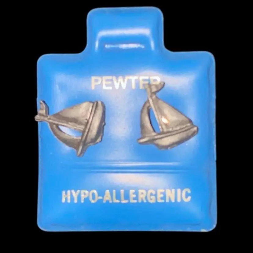 #40- New Old Stock Vintage 1980S Pewter Post Earrings As Pictured
