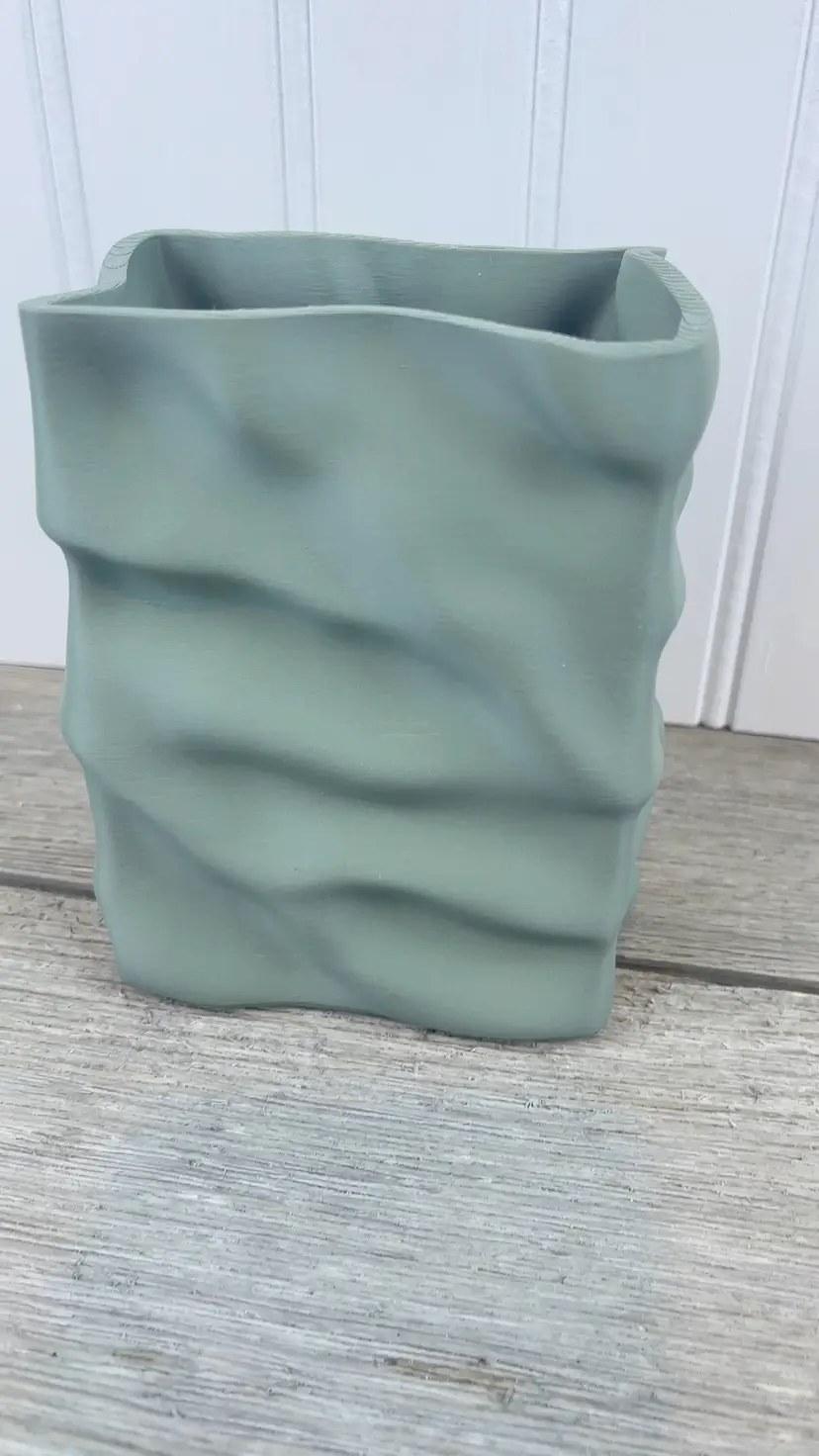 Paper Bag Sack Vase, Papur C Vase, Flower Vase, Crumpled Sack, 3D Printed