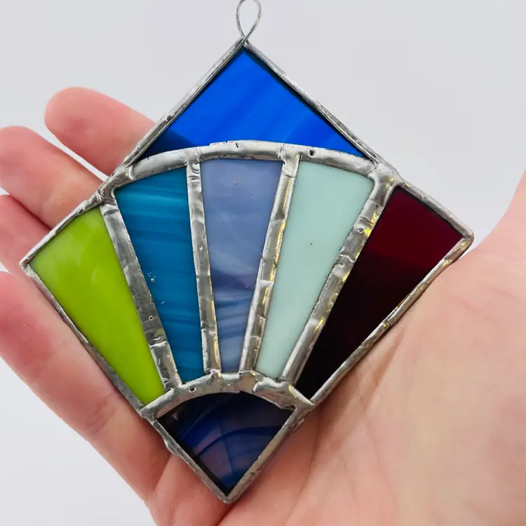 Gorgeous Colorful Stained Glass Suncatcher Ornament 4.25”