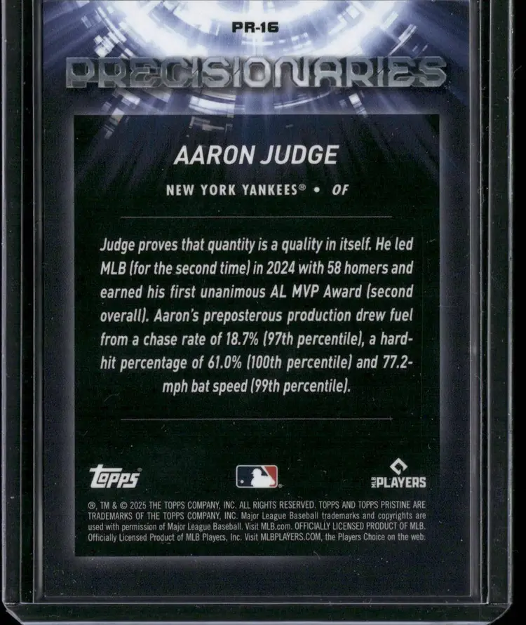 Aaron Judge Precisionaries 01/25 2025 Topps Pristine