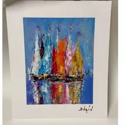 Vibrant Print Of A Jean-Marie Duaiv Sailboat Painting