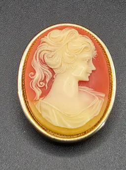 Victorian-Inspired Cameo Locket – Hand-Carved Silhouette in Coral Relief