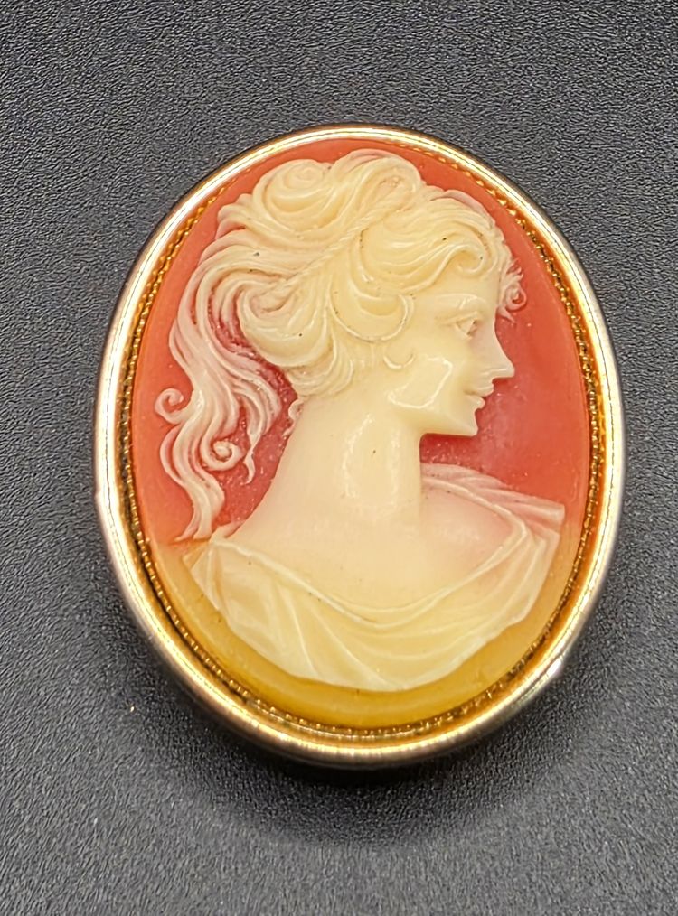 Victorian-Inspired Cameo Locket – Hand-Carved Silhouette in Coral Relief