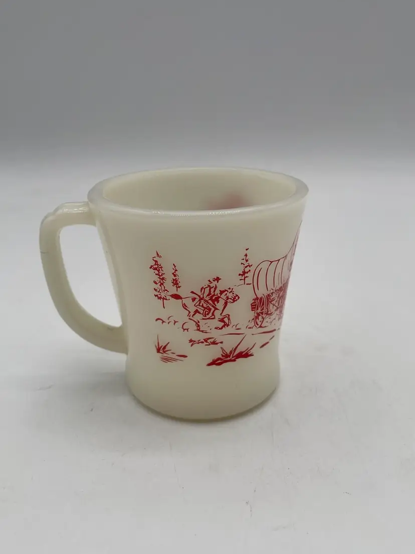 Vintage Fire King Davy Crockett Milk Glass Mug