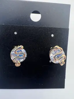 Snake On Crystals Studs