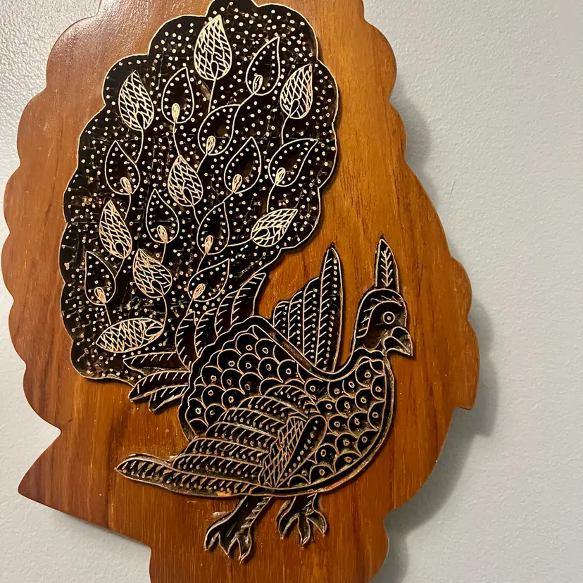 Peacock Wooden Print Block
