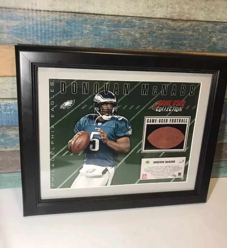 Donovan Mcnabb Philadelphia Eagles Game used Collection Football Upper Deck Rare Framed Photo