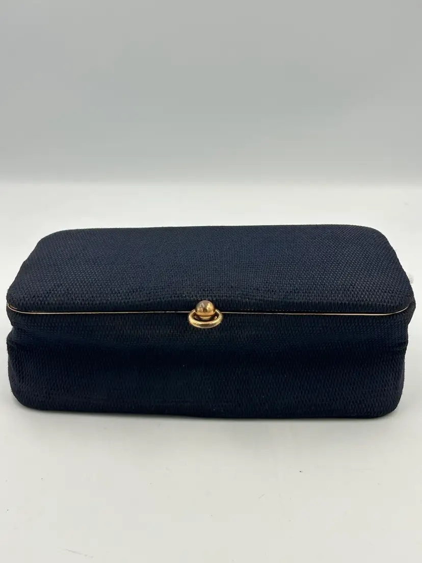 Vintage Navy Blue Bobby Jerome Clutch Purse Handbag