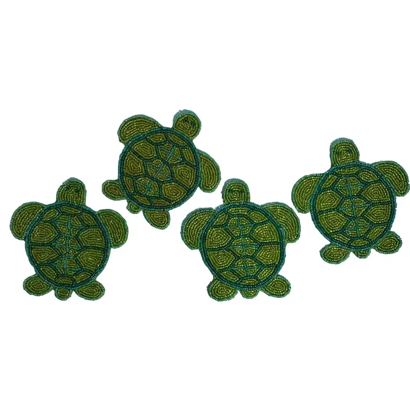 Beaded Sea Turtle Coasters (4) 4.5x4.5”