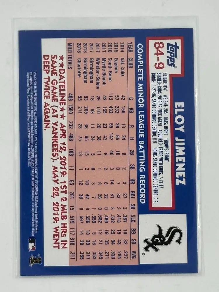 Eloy Jimenez 2019 Topps 1984 35th Anniversary Chicago White Sox Rookie