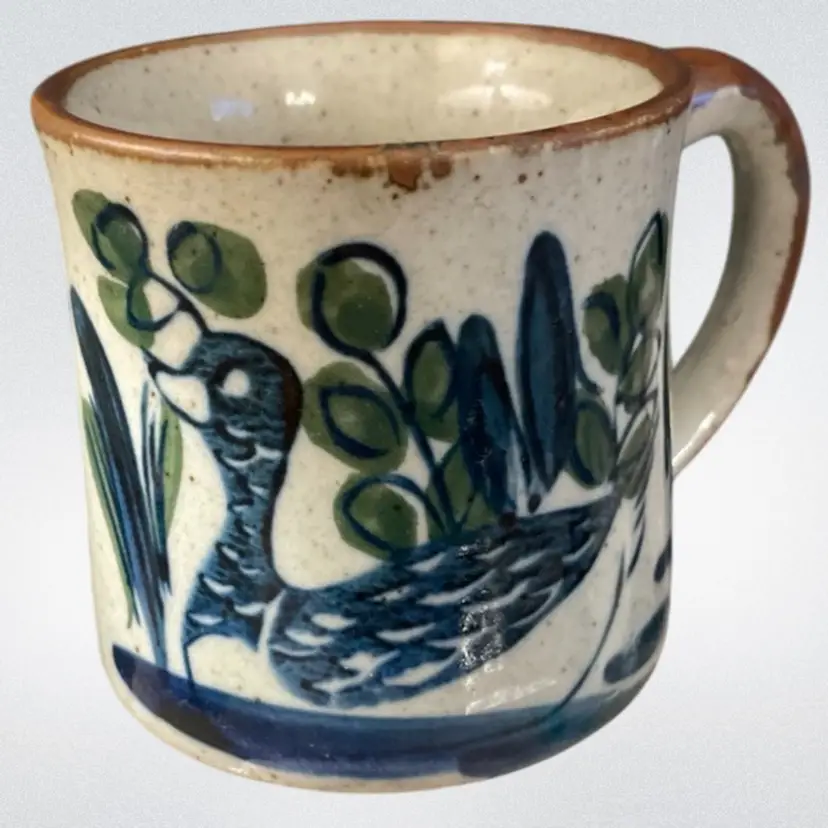 Vintage Stoneware Mug W/ Duck Hand Painted