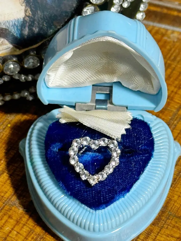 Sterling Silver White Sapphire Heart Pendant 1”