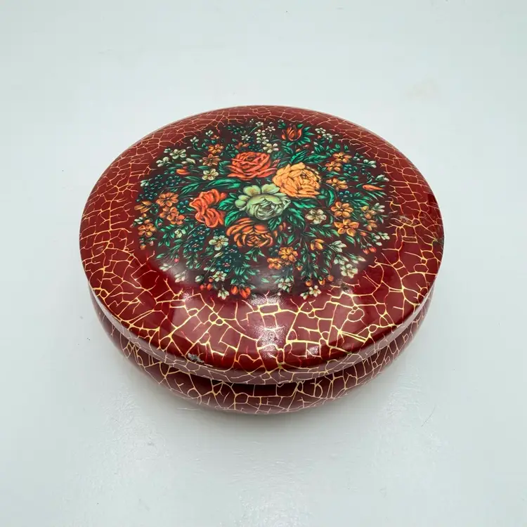 Daher Small Red Lidded Metal Round Tin