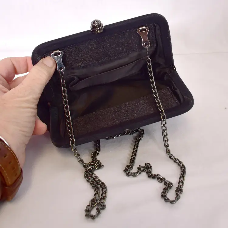 Women's Vintage Black Pleated Elegant Evening Bag Pocket Book