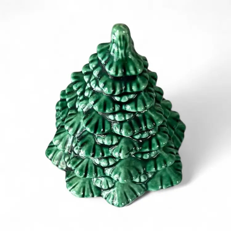 Small Green Glazed Ceramic Christmas Tree Figurine