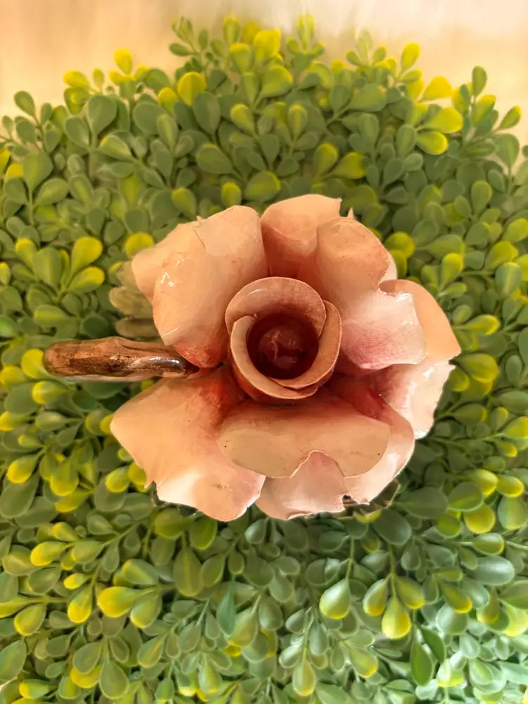 Capodimonte Vintage Porcelain Rose Candle Holder