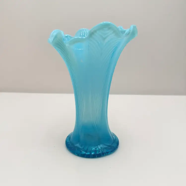 Northwood Glass Aqua Blue Tree Trunk Vase