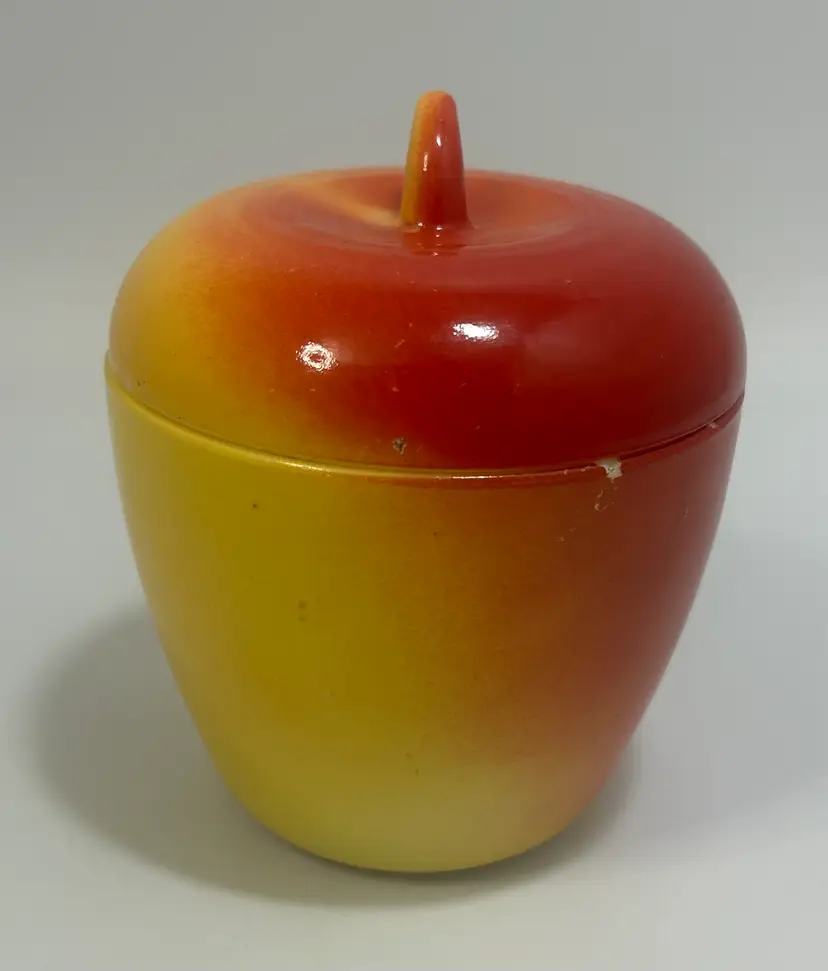 Vintage Hazel Atlas Painted Milk Glass Apple Jar