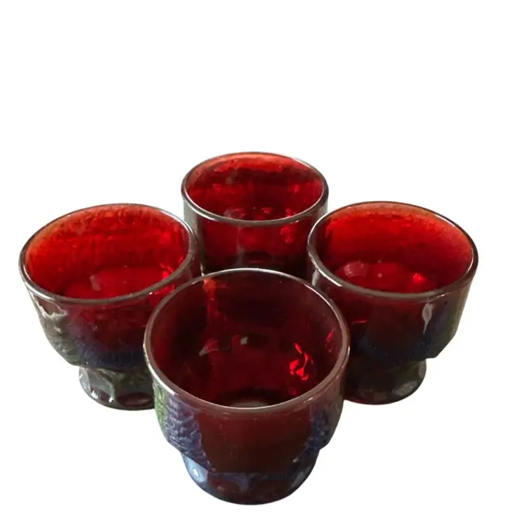 Anchor Hocking Set of 4 Georgian Ruby Red Honeycomb Tumbler/ Glasses/ Votive