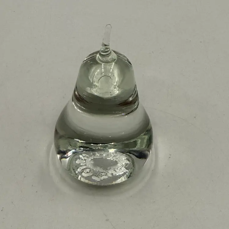 Vintage Anton Intaglio Clear Art Glass Pear Paperweight Hand Blown Figurine